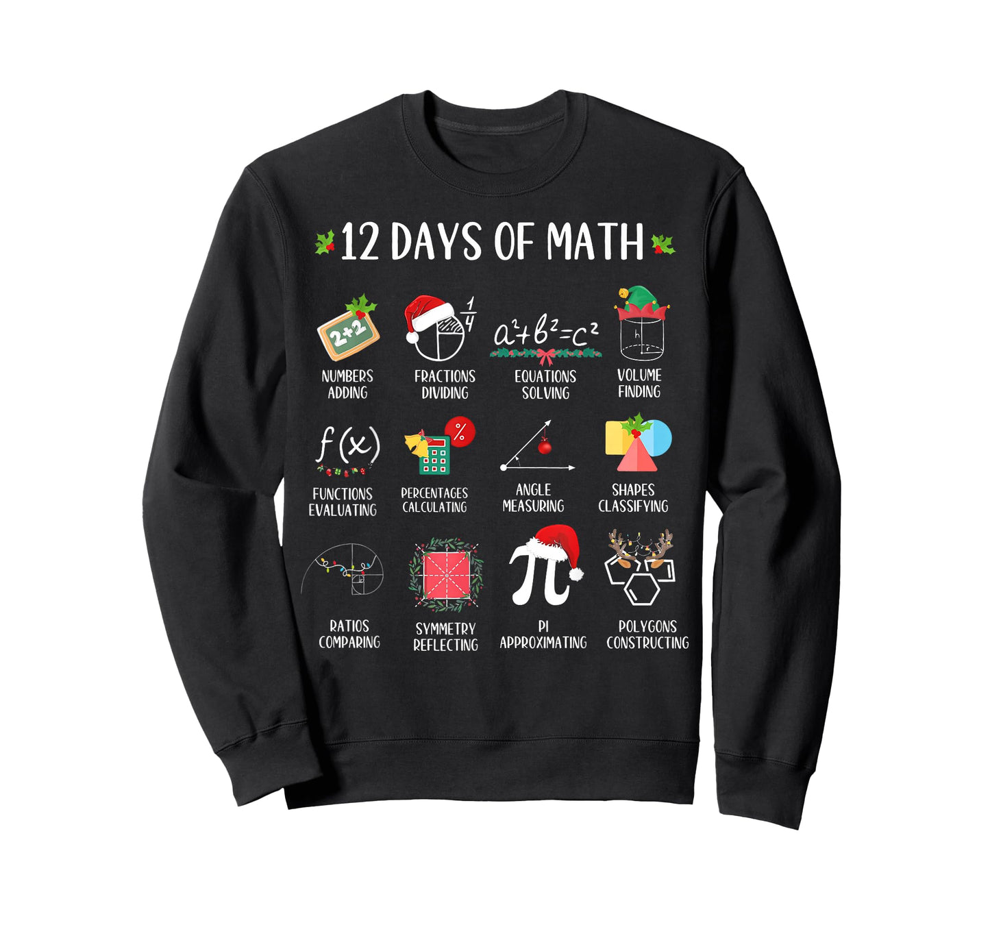 12 Days of Math Christmas Teacher Mathematics Xmas Holiday T-Shirt