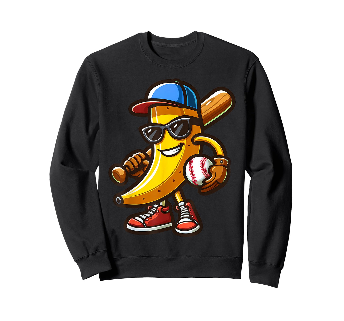 Funny Banana Playing Baseball Funny Baseball Players Kids T-Shirt
