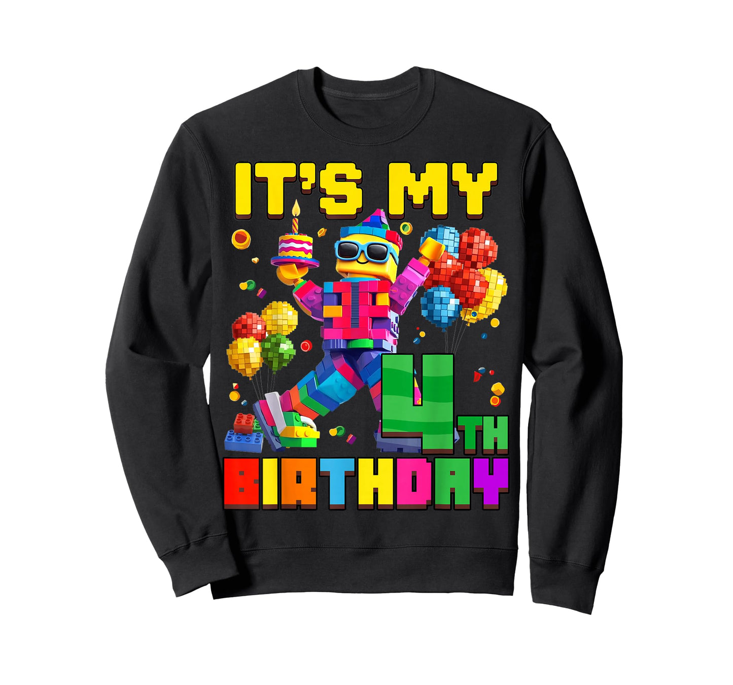 Its My 4th Fourth Birthday Building Brick 4 Years Old Boys T-Shirt