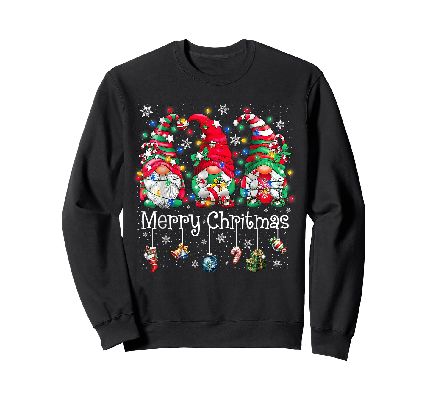 Cute Gnomes Merry Christmas Light Family Gnome Xmas Matching T-Shirt