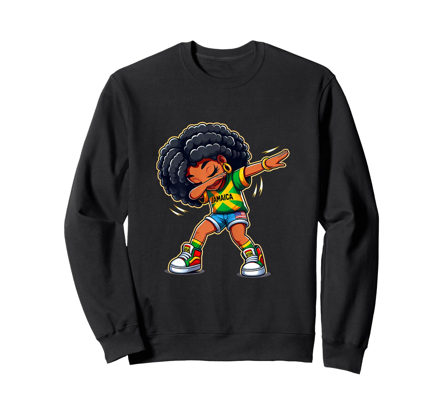 Jamaican Girl Kid Half American Half Jamaican Flag Patriotic T-Shirt