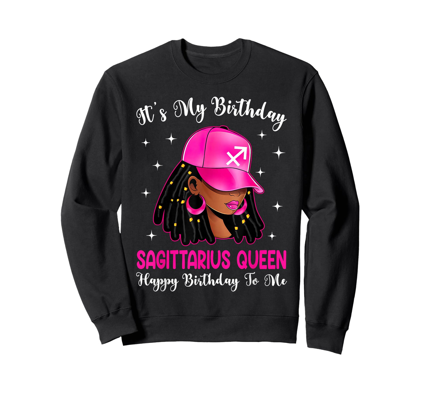 Sagittarius Queen Loc'd Hair Black Woman Cap Zodiac Bday T-Shirt