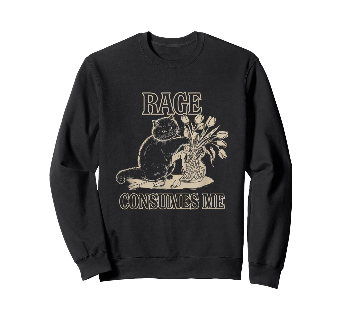 Rage Consumes Me Cat Humor Graphic Tee T-Shirt
