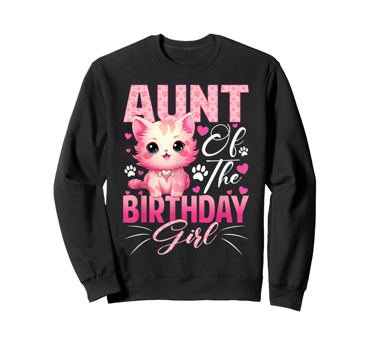 Aunt of The Birthday Girl Cat Kitty Family Matching T-Shirt