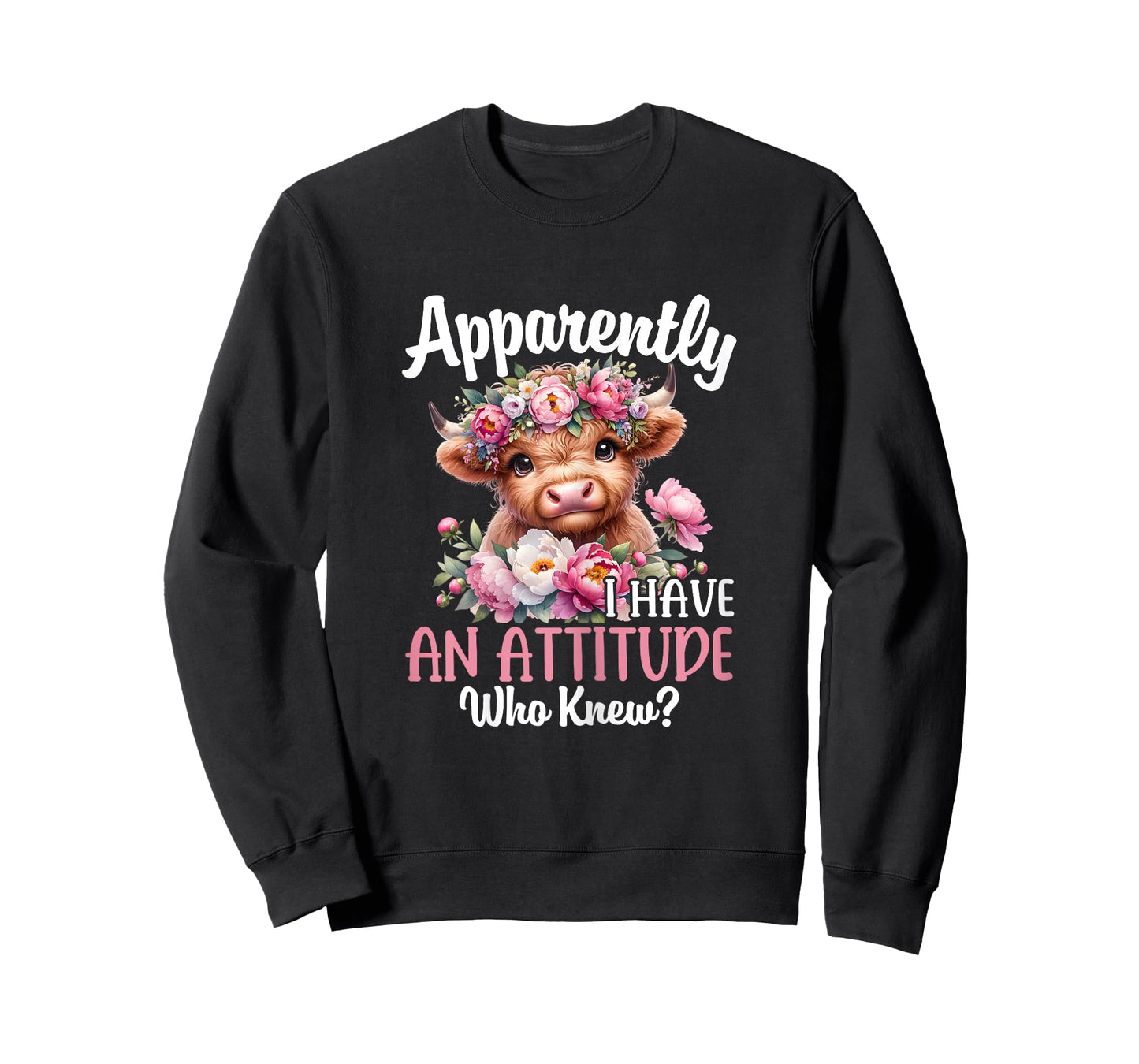 Apparently I Have An Attitude Who Knew Highland Cow Print T-Shirt