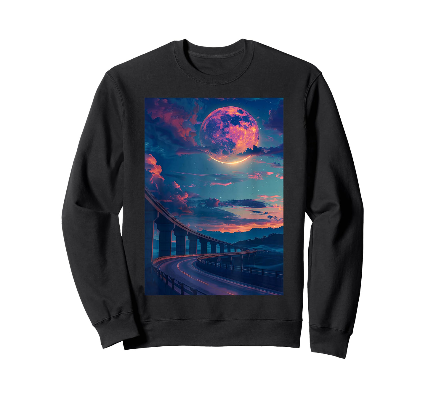 Liminal Space: Curved Bridge in Moonlight Night T-Shirt