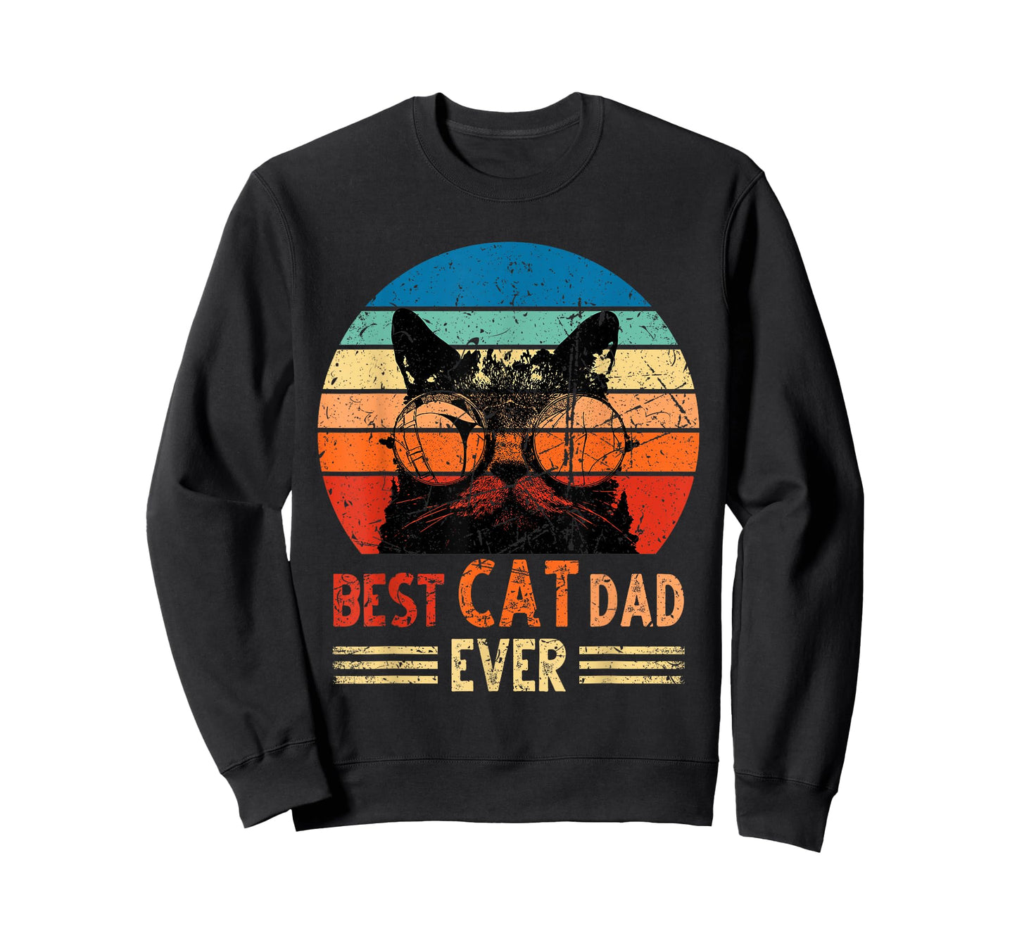 Best Cat Dad Ever Shirt Funny Retro Cat Dad Men Father's Day T-Shirt