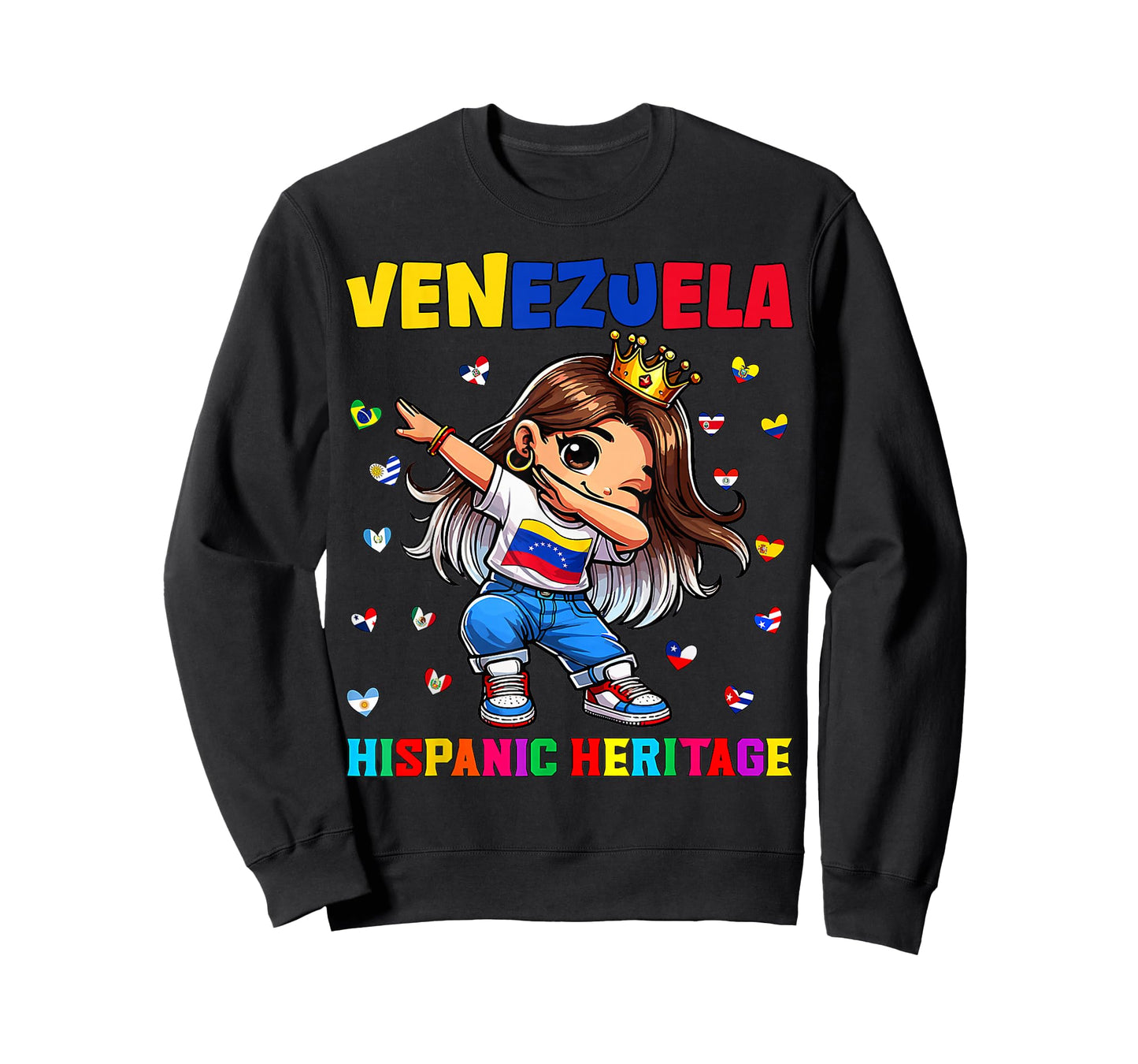 Hispanic Heritage Month Venezuela Flag Venezuelan Girl Kids T-Shirt