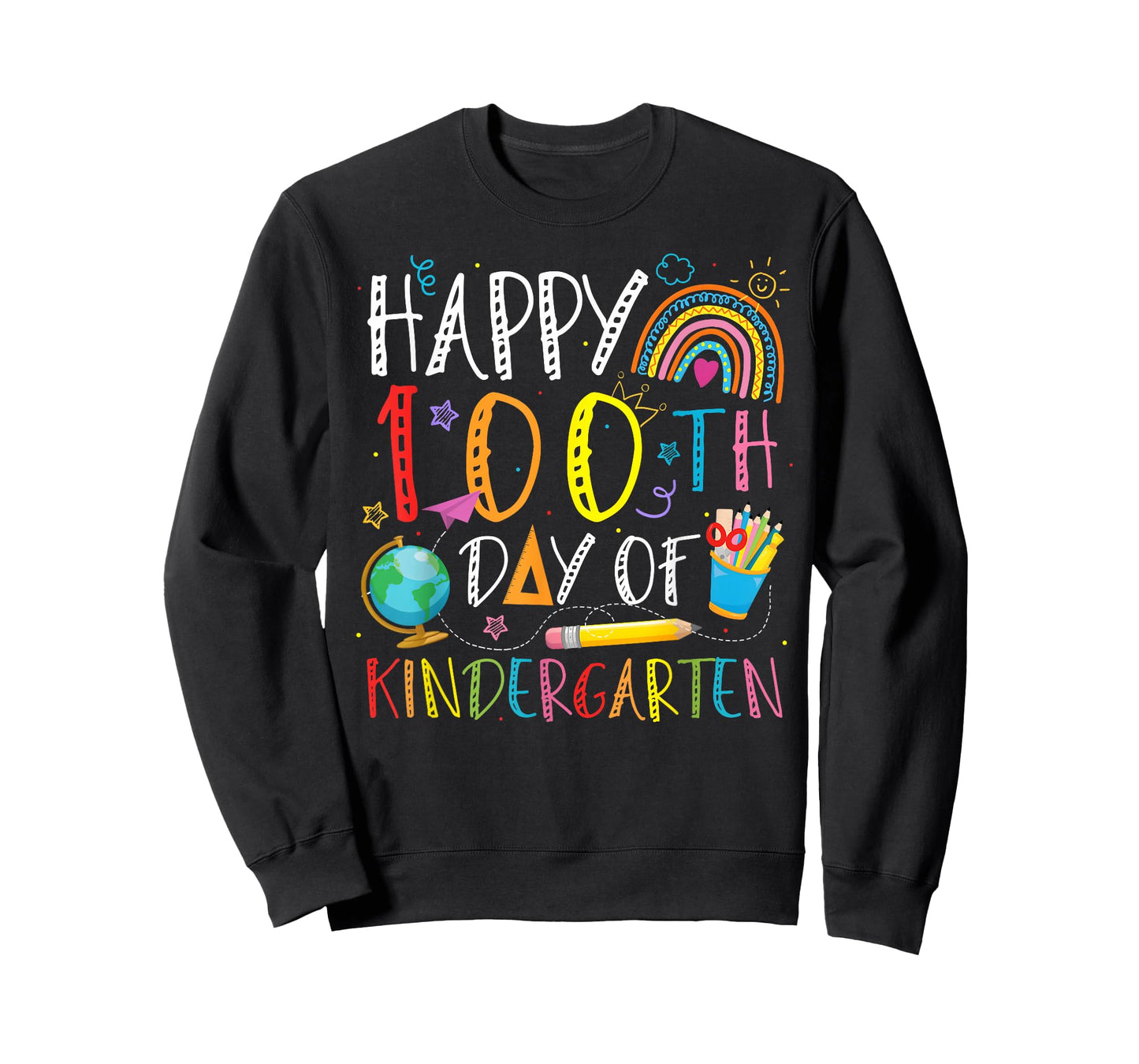 Happy 100th Day of Kindergarten Kids Teacher Rainbow T-Shirt