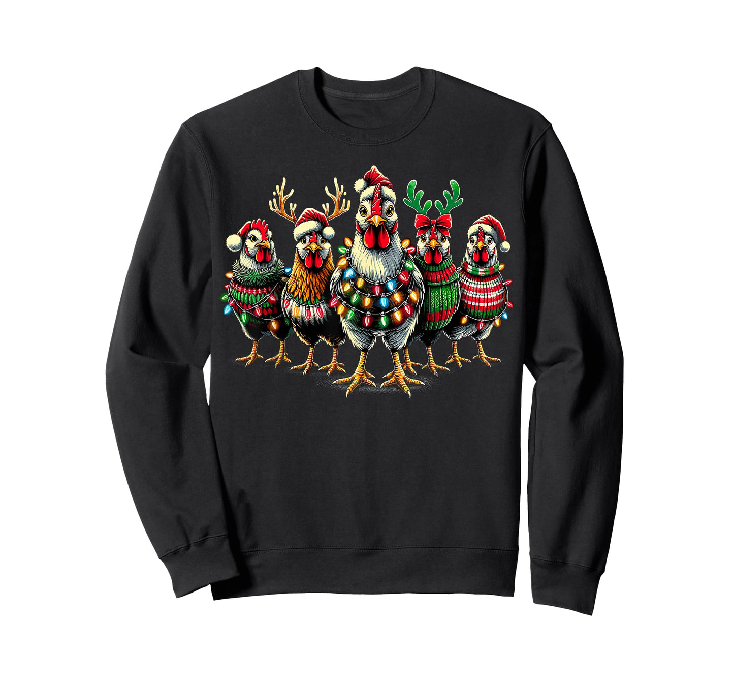 Christmas Chicken Lights Farm Xmas T-Shirt
