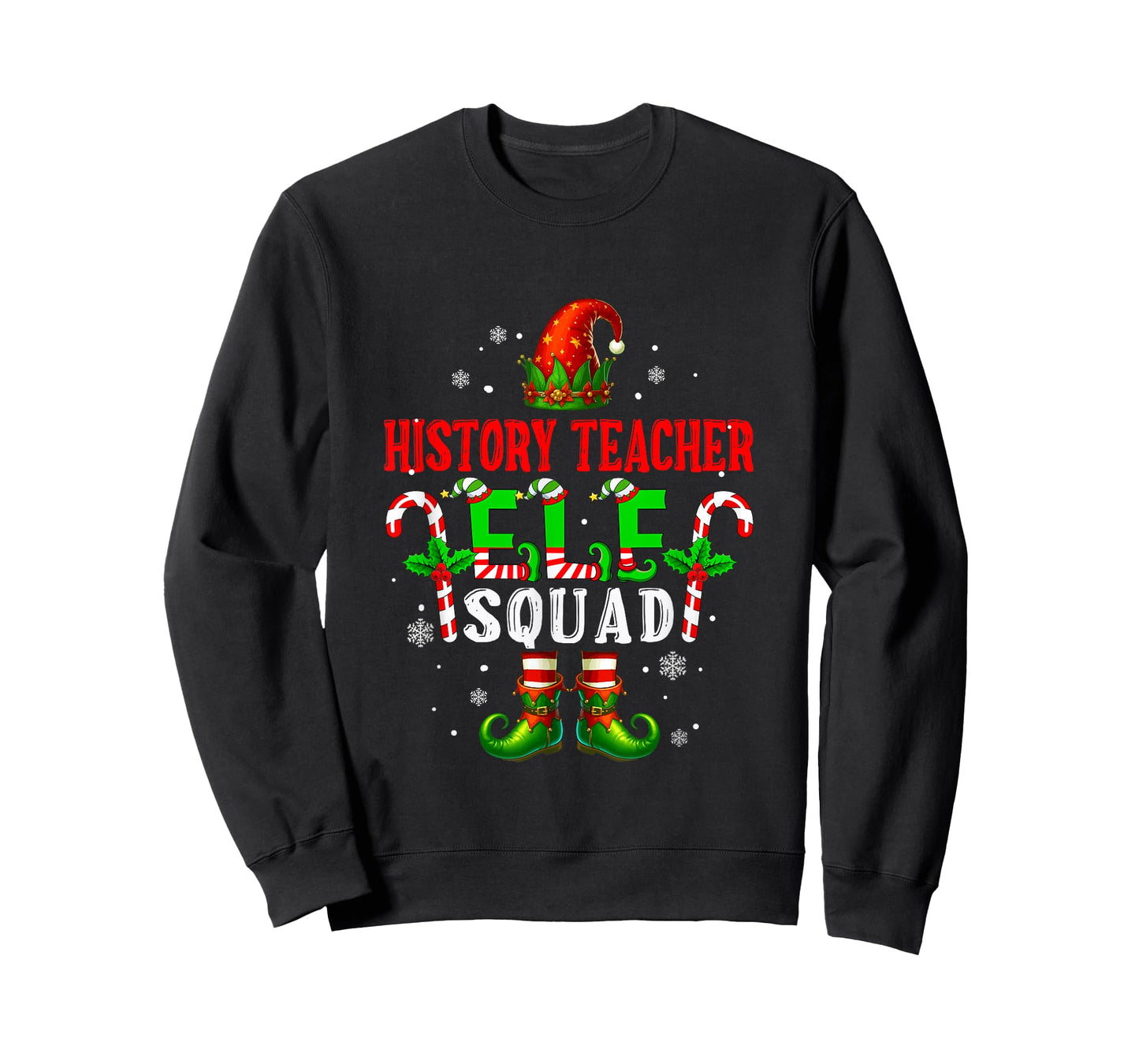 History Teacher Elf Squad Xmas Elf Hat Shoes Funny Job Team T-Shirt