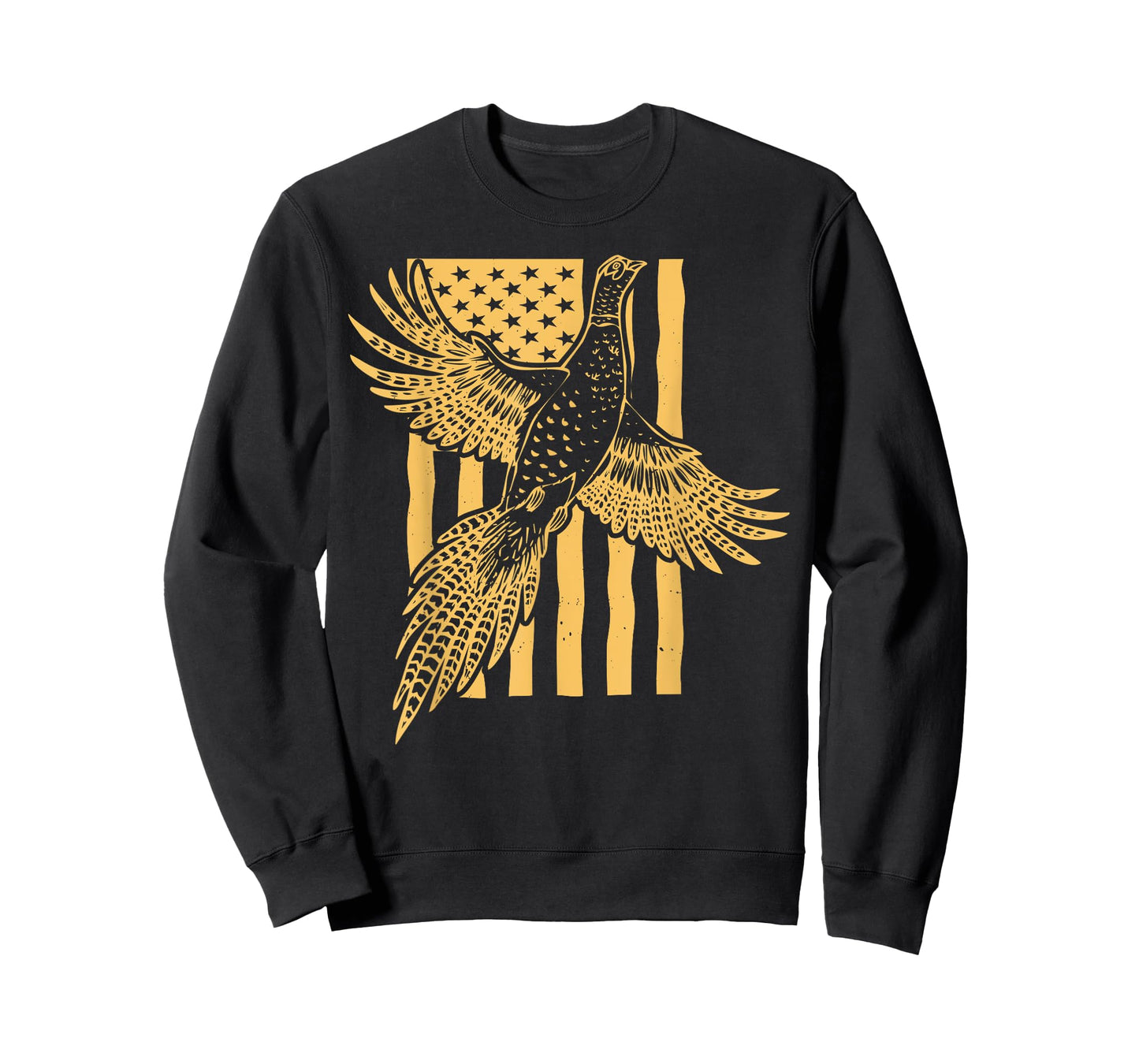 Vintage Pheasant Bird Hunter American Flag Hunting Father T-Shirt
