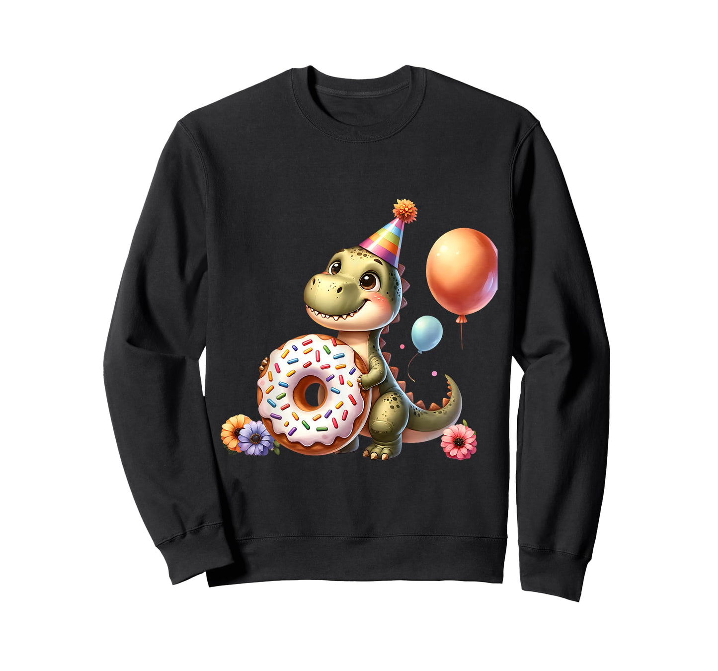 Cute Dinosaur with Donut Birthday Celebration T-Shirt