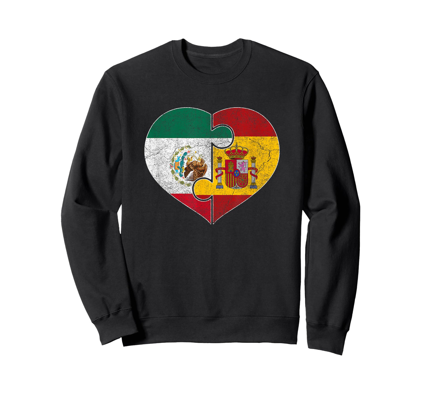 Half Mexican Half Spain Flag Heart Roots Heritage T-Shirt
