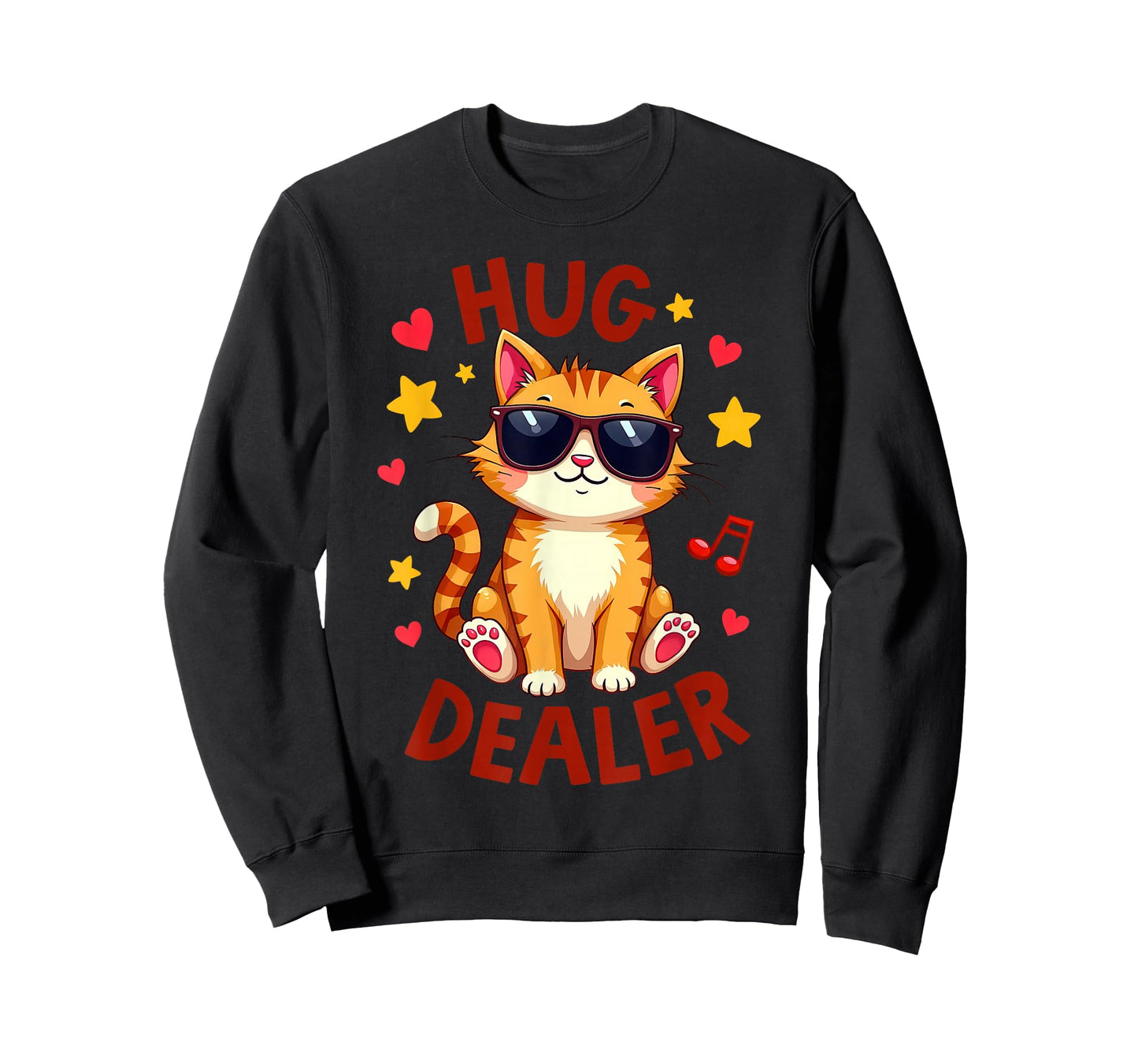 Hug Dealer Cute Cat with Sunglasses Design T-Shirt