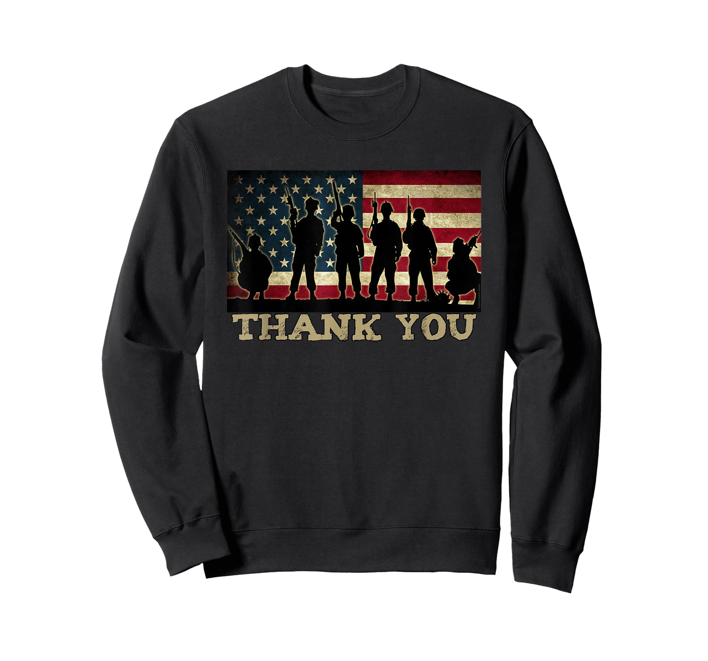 Patriotic Thank You Soldiers Veterans American Flag Military T-Shirt