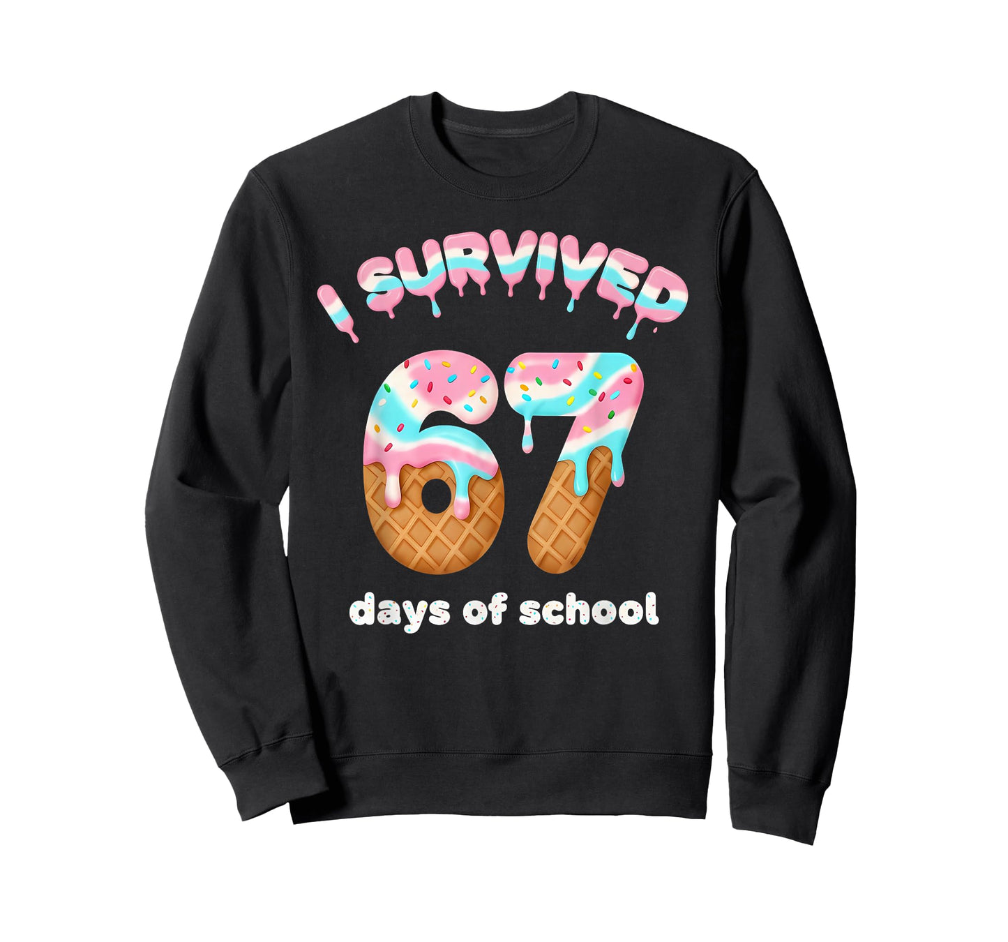 I Survived 67 Days of School Funny Ice Cream Teacher Meme T-Shirt