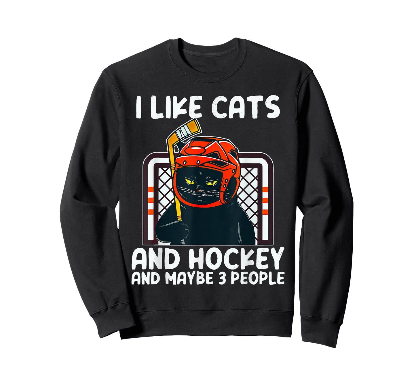 I Like Cats And Hockey And Maybe 3 People Black Catsc T-Shirt