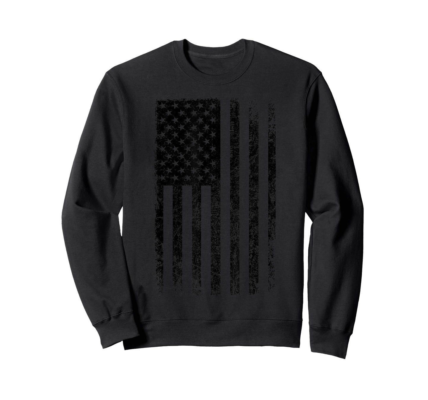Distressed Black American Flag Worn Weathered Grunge T-Shirt