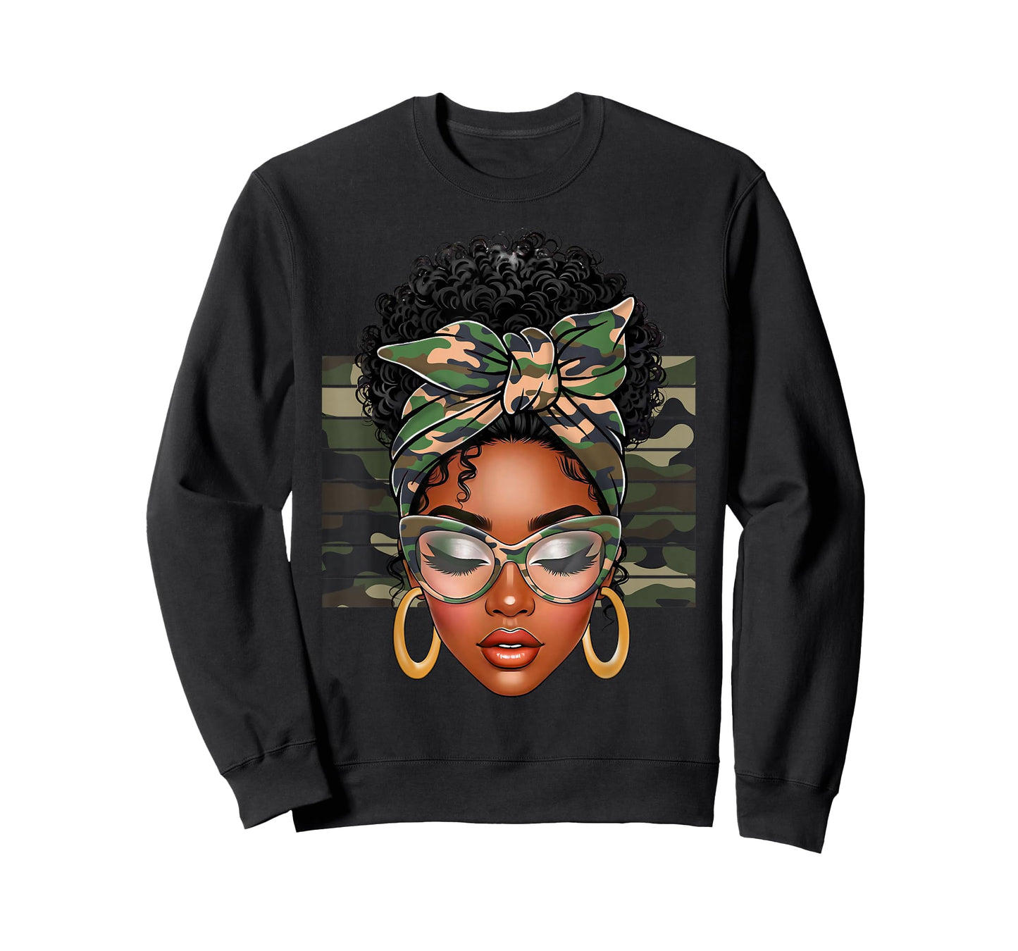Afro Black Women African American Black History Month Camo T-Shirt