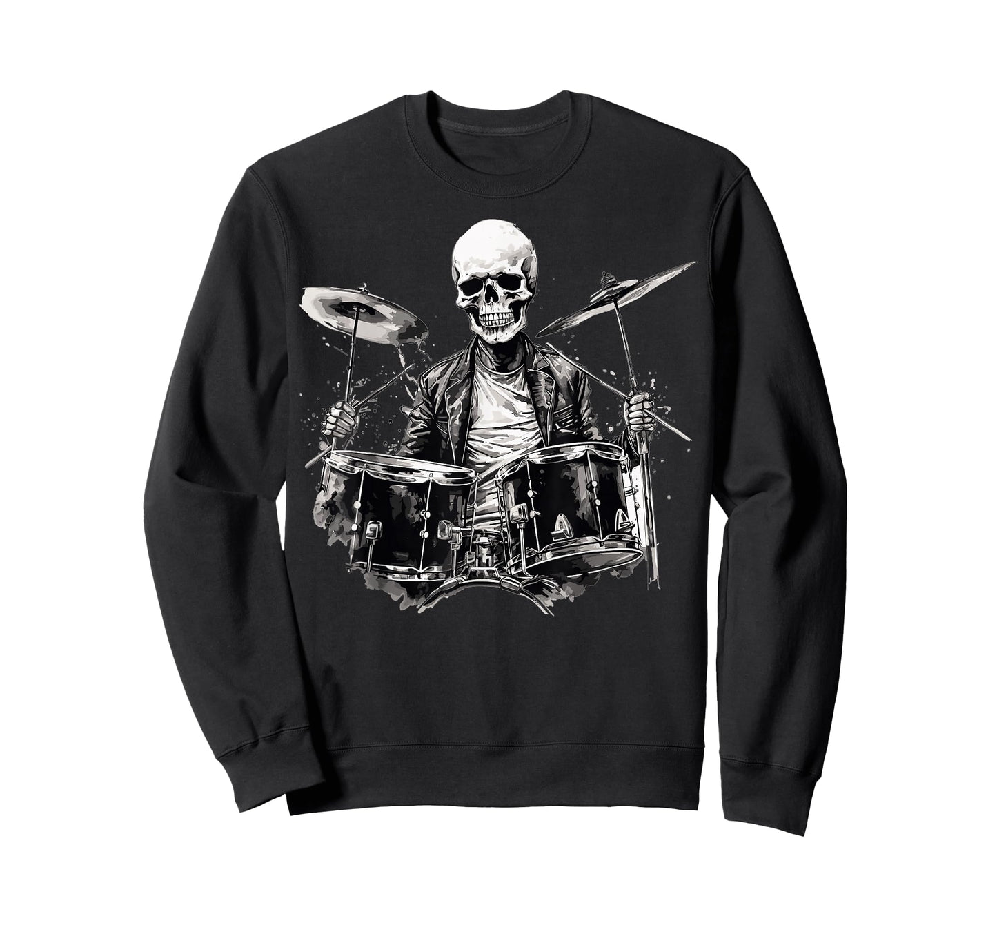 Skeleton Drummer Guy Rock And Roll Band Rock On Drum Kit T-Shirt