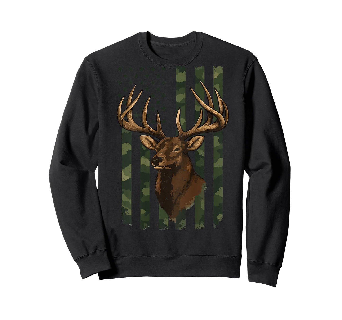 Youth Men Camo Deer Hunting American Flag Whitetail Buck Boy T-Shirt