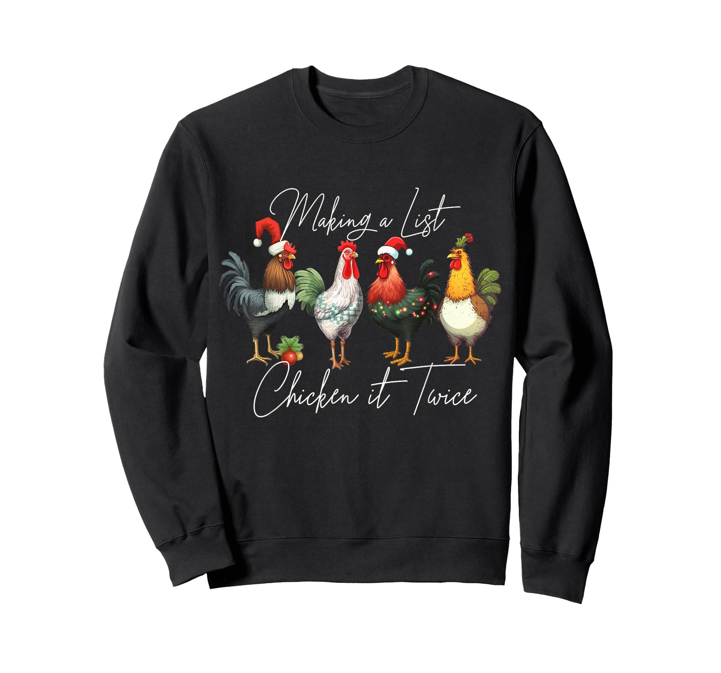 Christmas Chicken Lover Xmas Santa Hat Funny Farm Gift T-Shirt