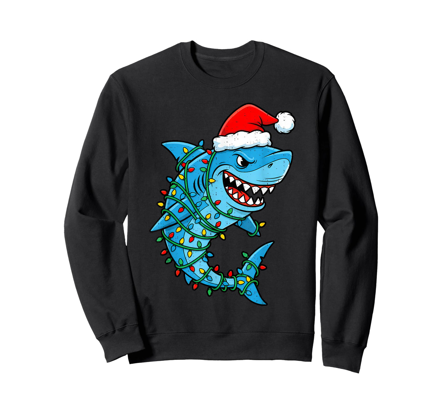 Santa Shark Christmas Lights Sharkmas Tree Xmas Boys Men T-Shirt
