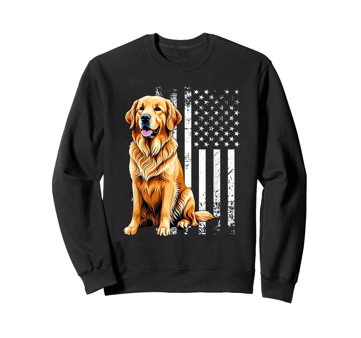 Golden Retriever Dog USA Flag Graphic T-Shirt