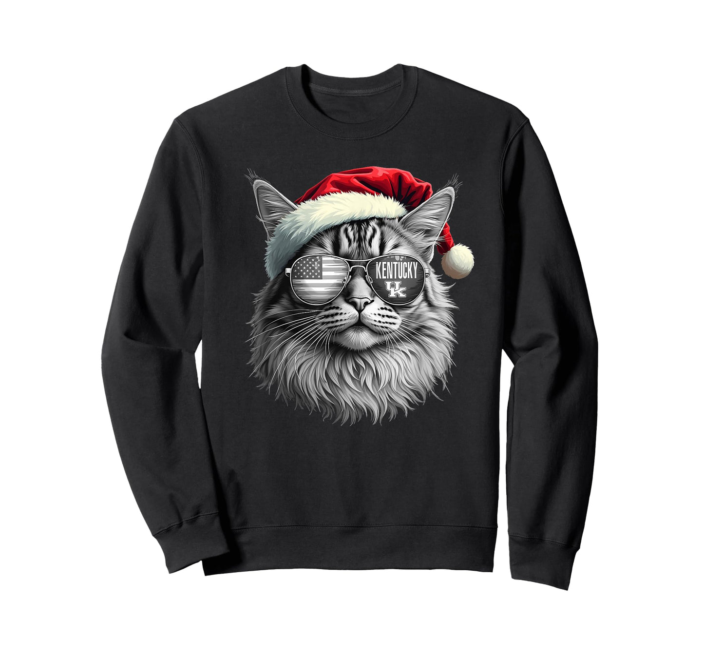 Funny Cat Lovers Santa Christmas Kentucky Retro Vintage T-Shirt for Men Women Kids