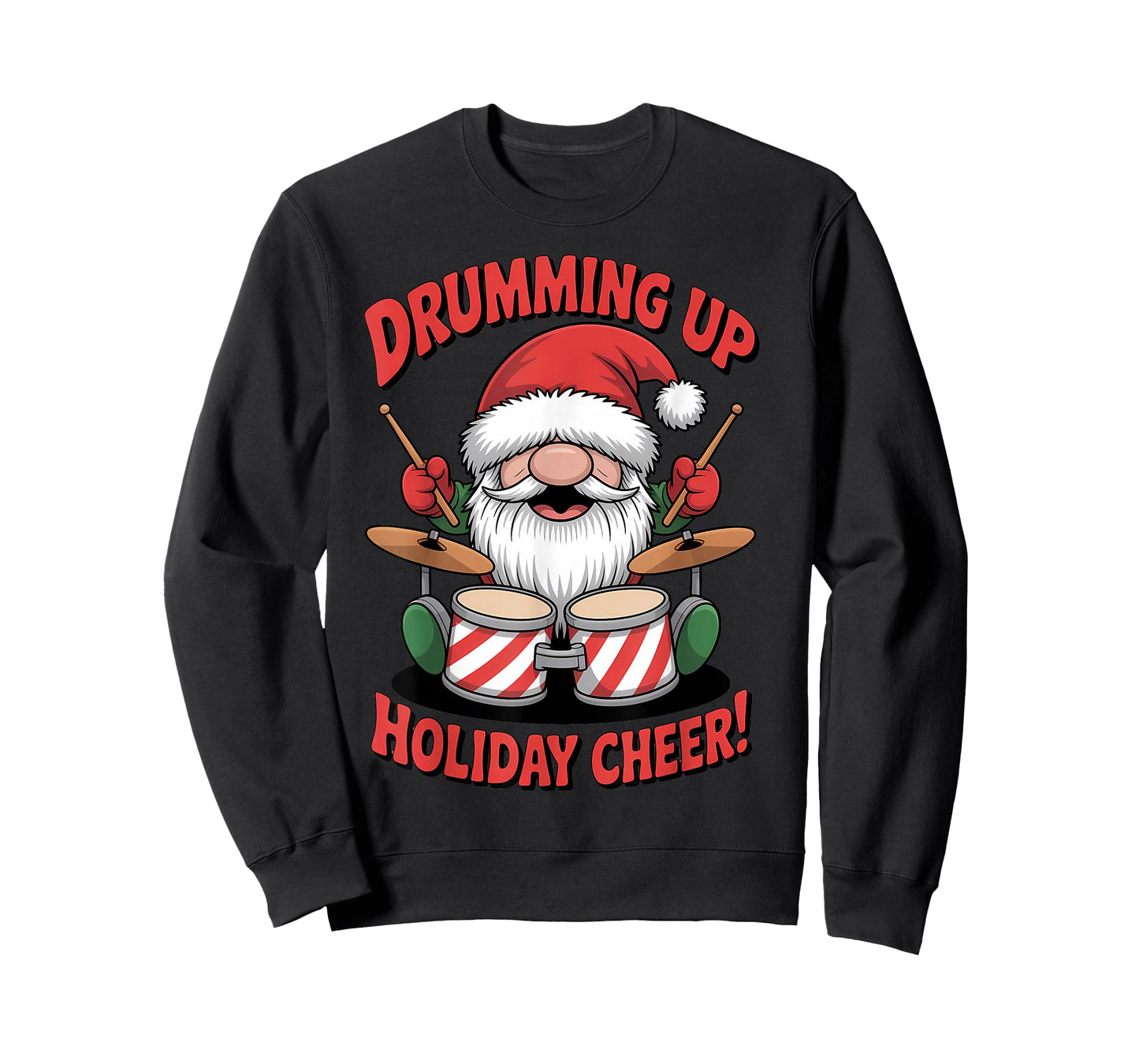 Funny Christmas Drummer Gnome Drumming for Men Women Kids T-Shirt