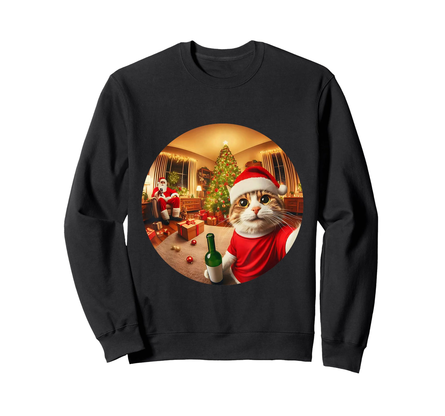 Funny Cat Selfie Racoon Santa Christmas Dog Trending T-Shirt