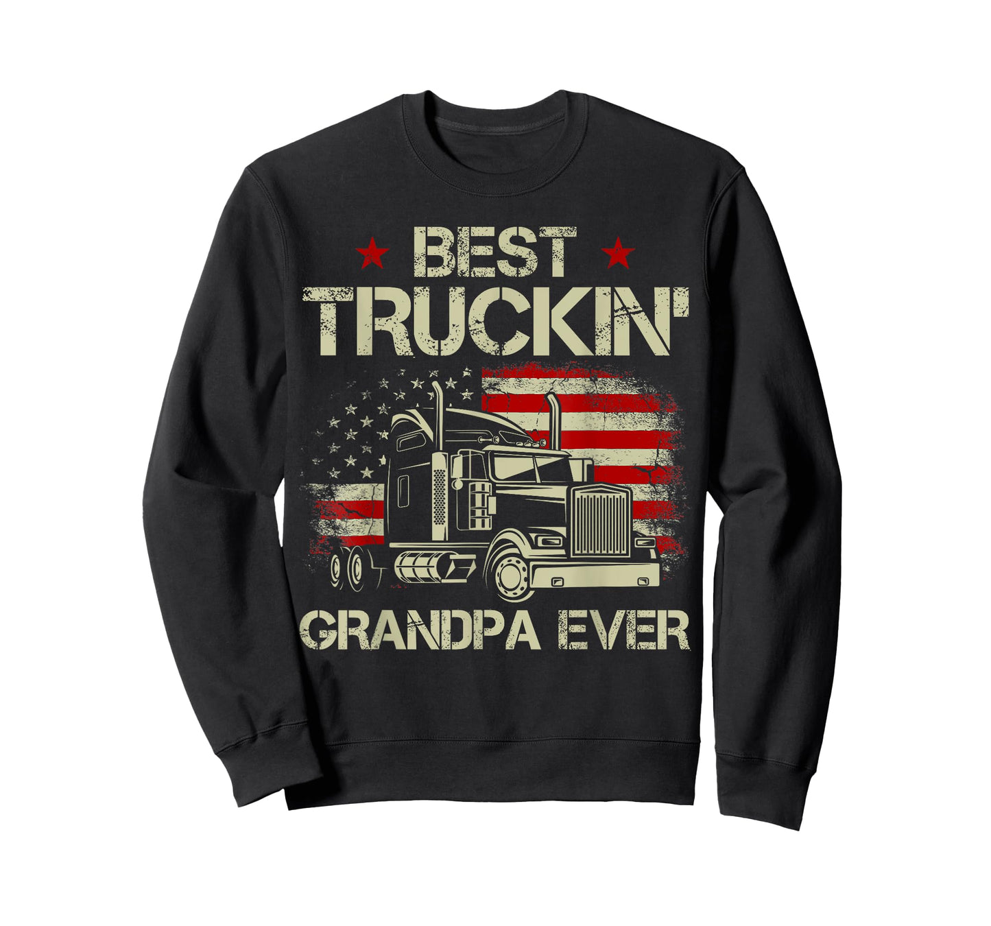 Best Truckin Grandpa Ever American Flag Trucker 4th Of July Men T-Shirt