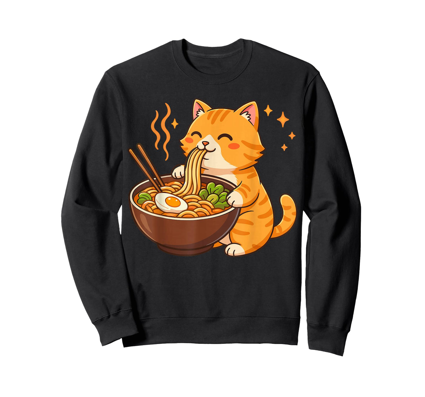 Orange Cat Eating Ramen Noodles T-Shirt
