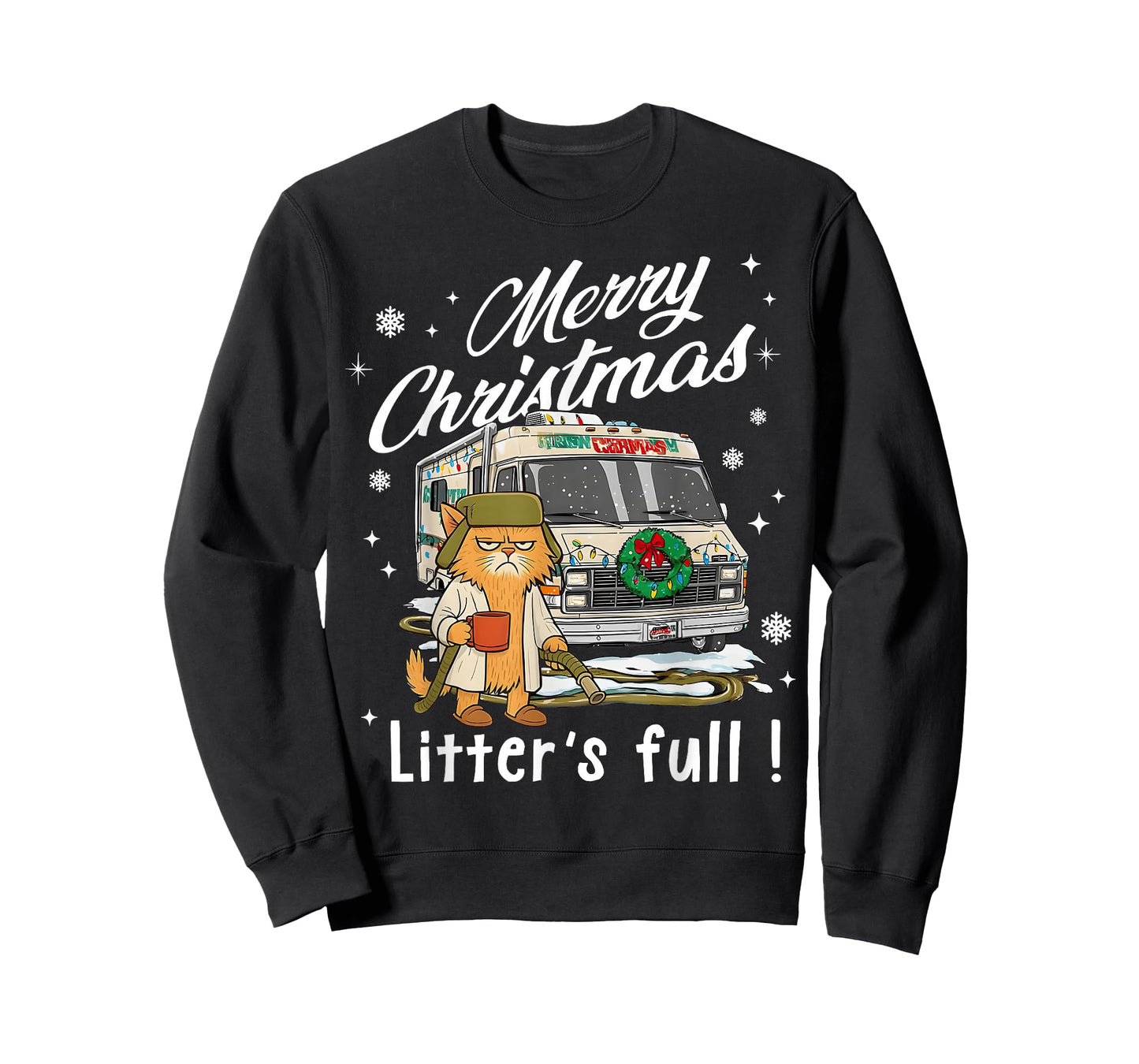 Merry Christmas Litter’s Full Funny Cat Lover Sarcastic Xmas T-Shirt