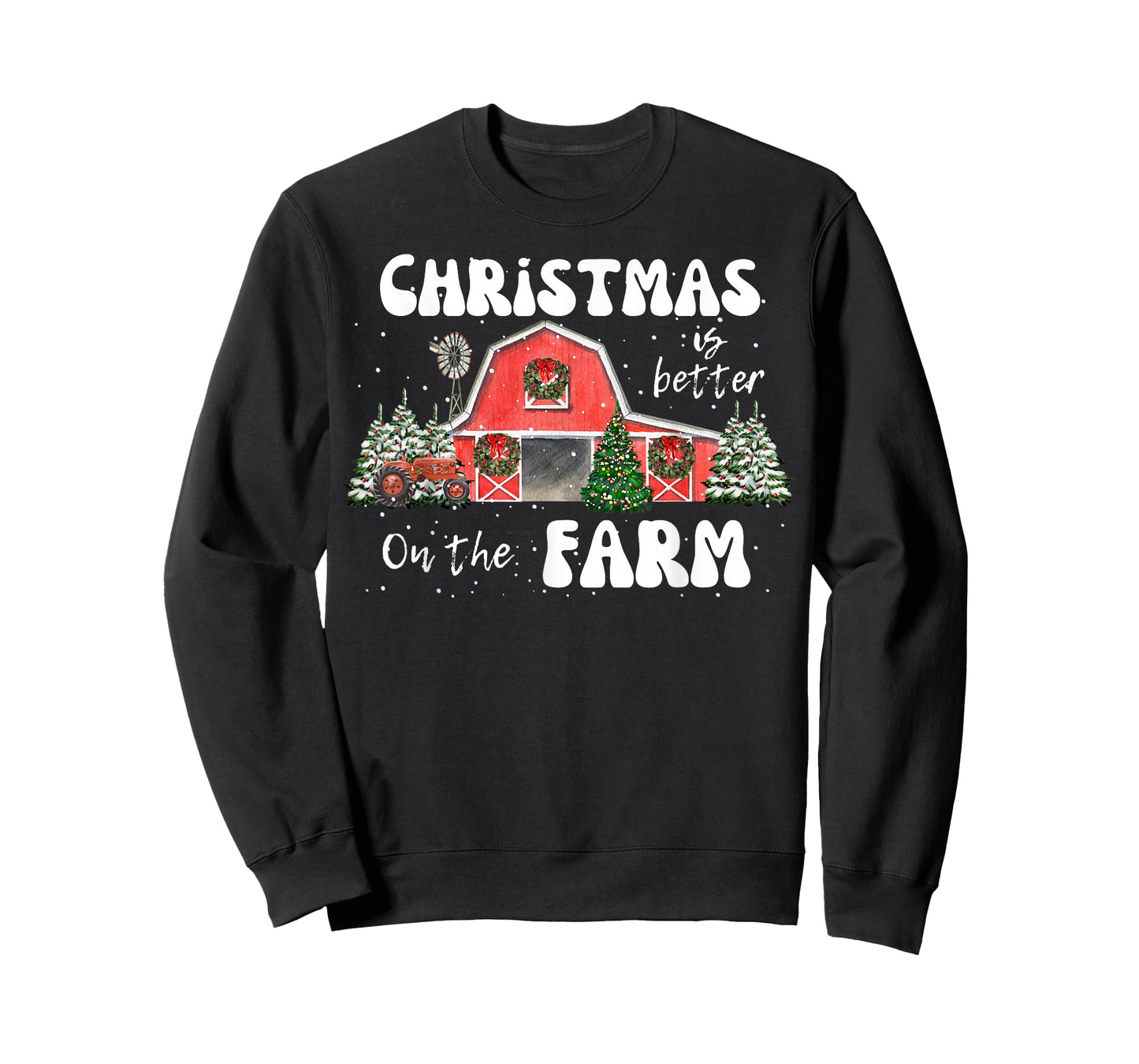 Christmas Is Better On The Farm- Vintage Red Barn & Tractor T-Shirt