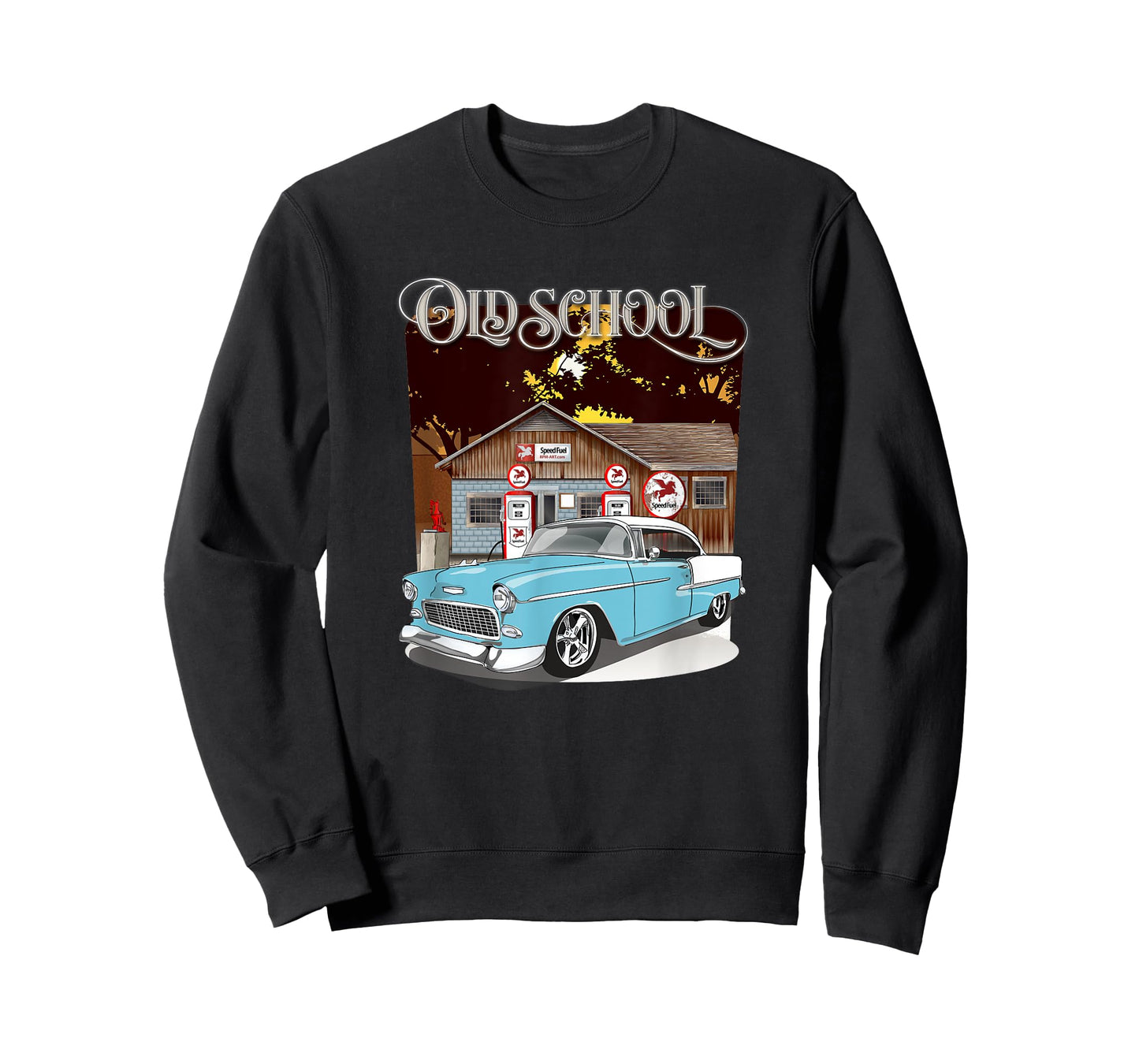 1955 Skyline Blue & White Bel Air Old School T-Shirt