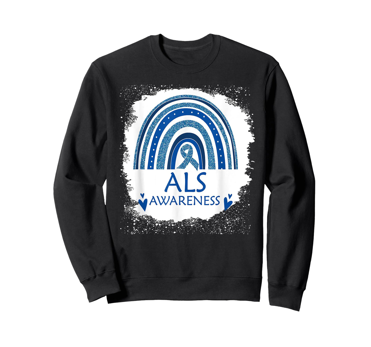 ALS Awareness Bleached Rainbow Blue Ribbon Men T-Shirt