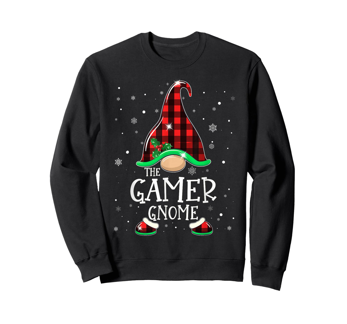 Funny GAMER Gnome Buffalo Plaid Matching Christmas Xmas T-Shirt