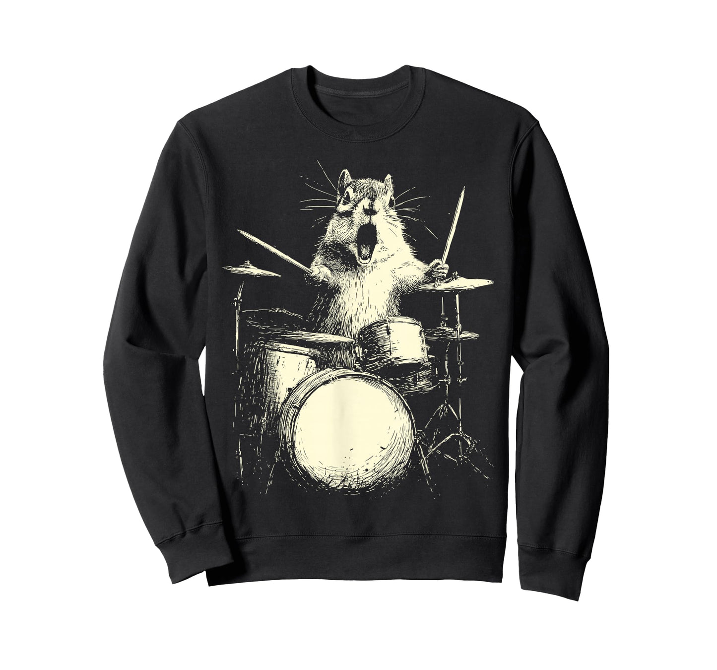 Cute Chipmunk Playing Drums Funny Music Dog Drummer Graphic T-Shirt