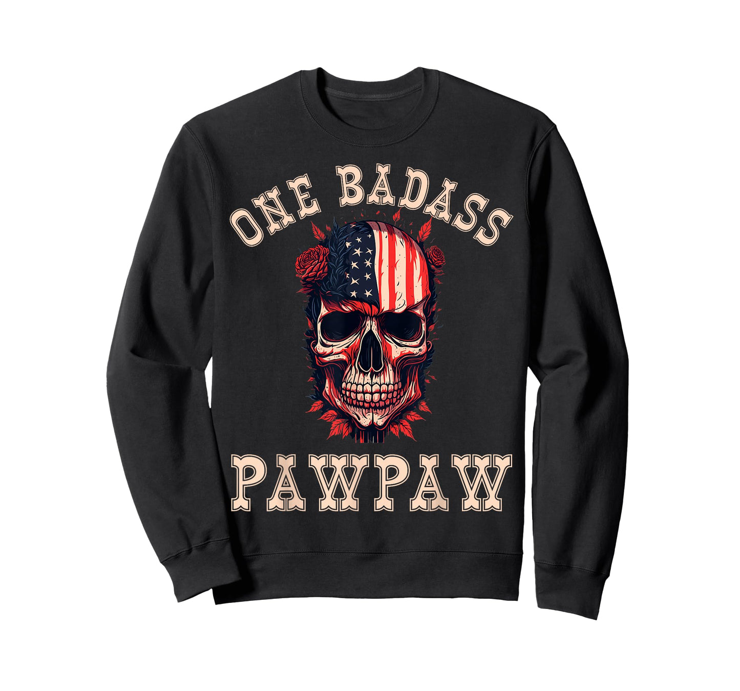 One Badass Pawpaw USA Funny Vintage Fathers Day Grunge Skull T-Shirt