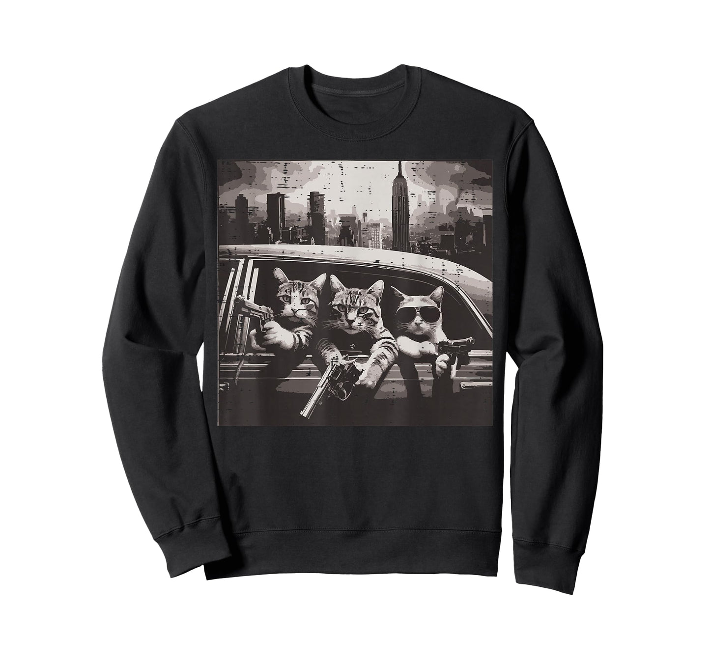 Gangster Cats Car New York Funny Meme Humor Thug Men Women T-Shirt