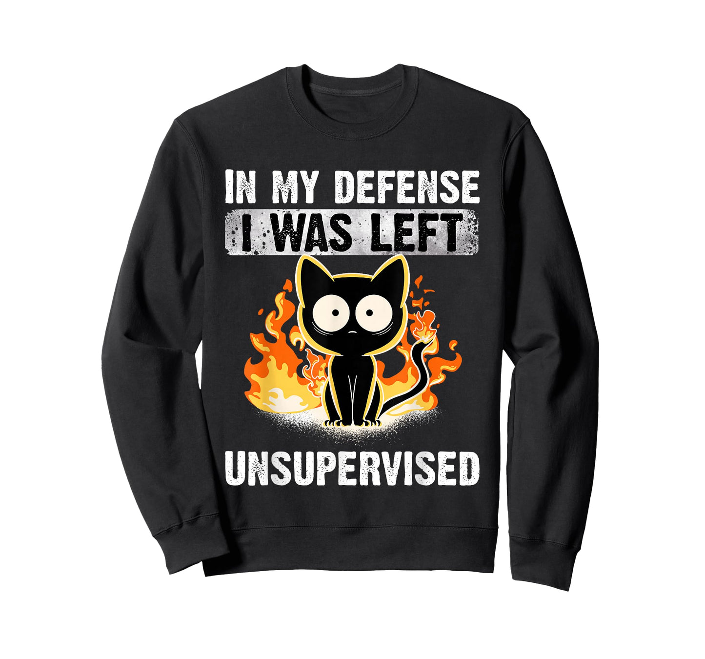 in My Defense I was Left Unsupervised Black Cat humoristic T-Shirt