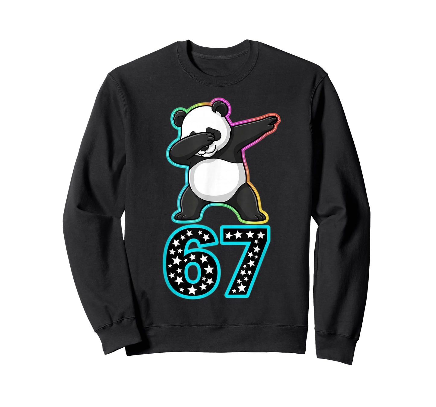 Funny 67 Meme Dabbing Panda Rainbow Gen Z Six Seven T-Shirt