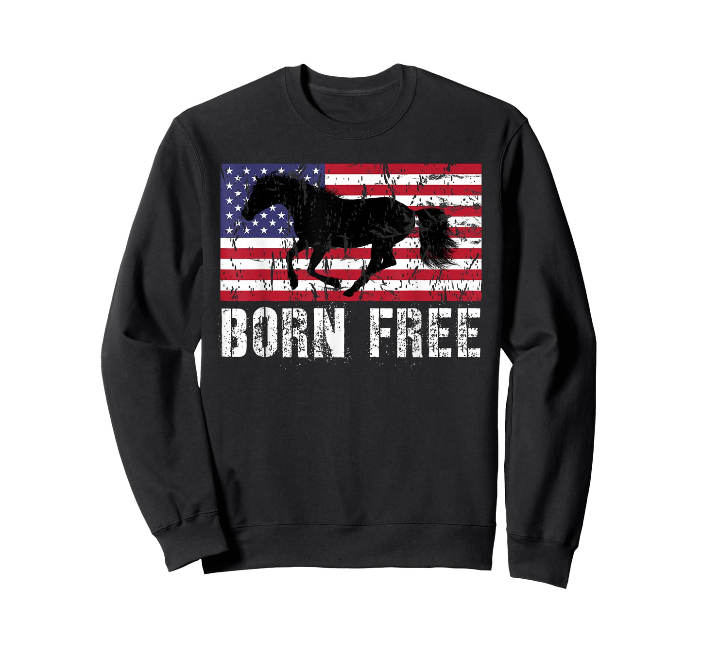 Vintage Born Free Horse American Flag Wild Mustang T-Shirt