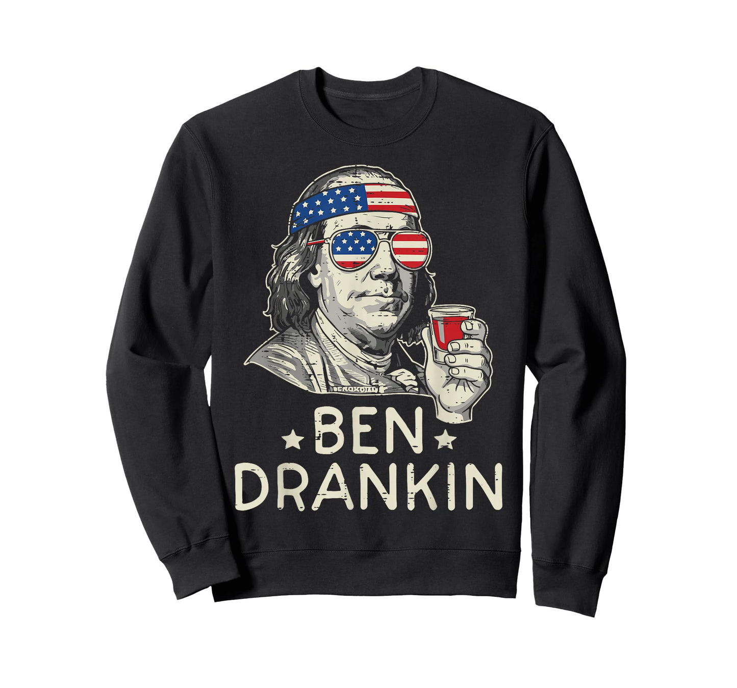 4th of July Ben Drankin US Flag Funny American Dad Men Women T-Shirt