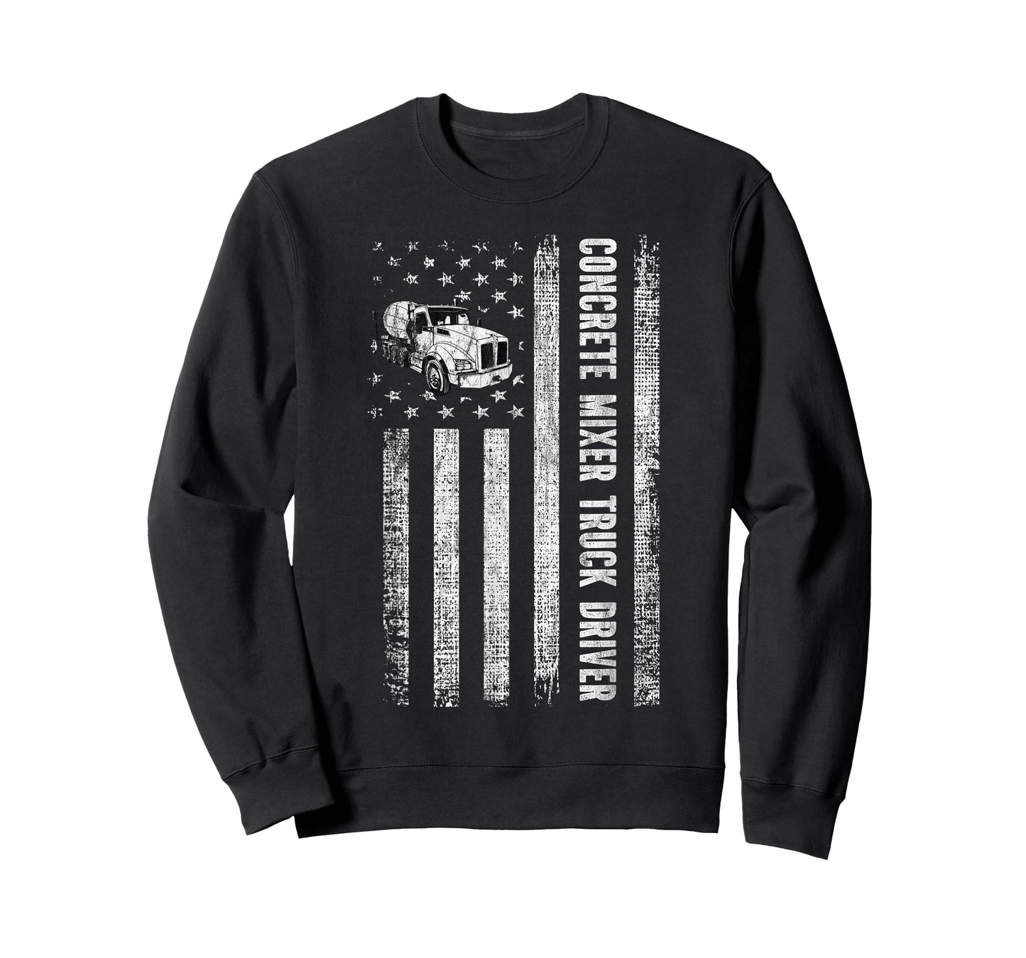 Patriotic Cement Concrete Mixer Truck Driver American Flag T-Shirt