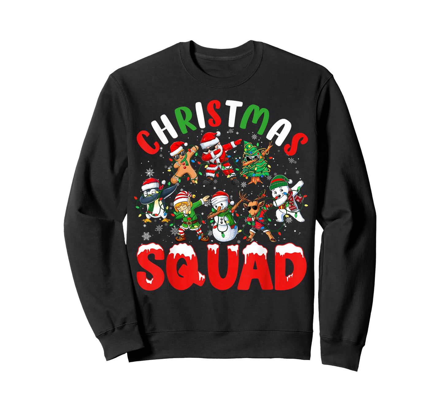 Dabbing Santa Xmas Lights Men Women Kids Funny Christmas T-Shirt
