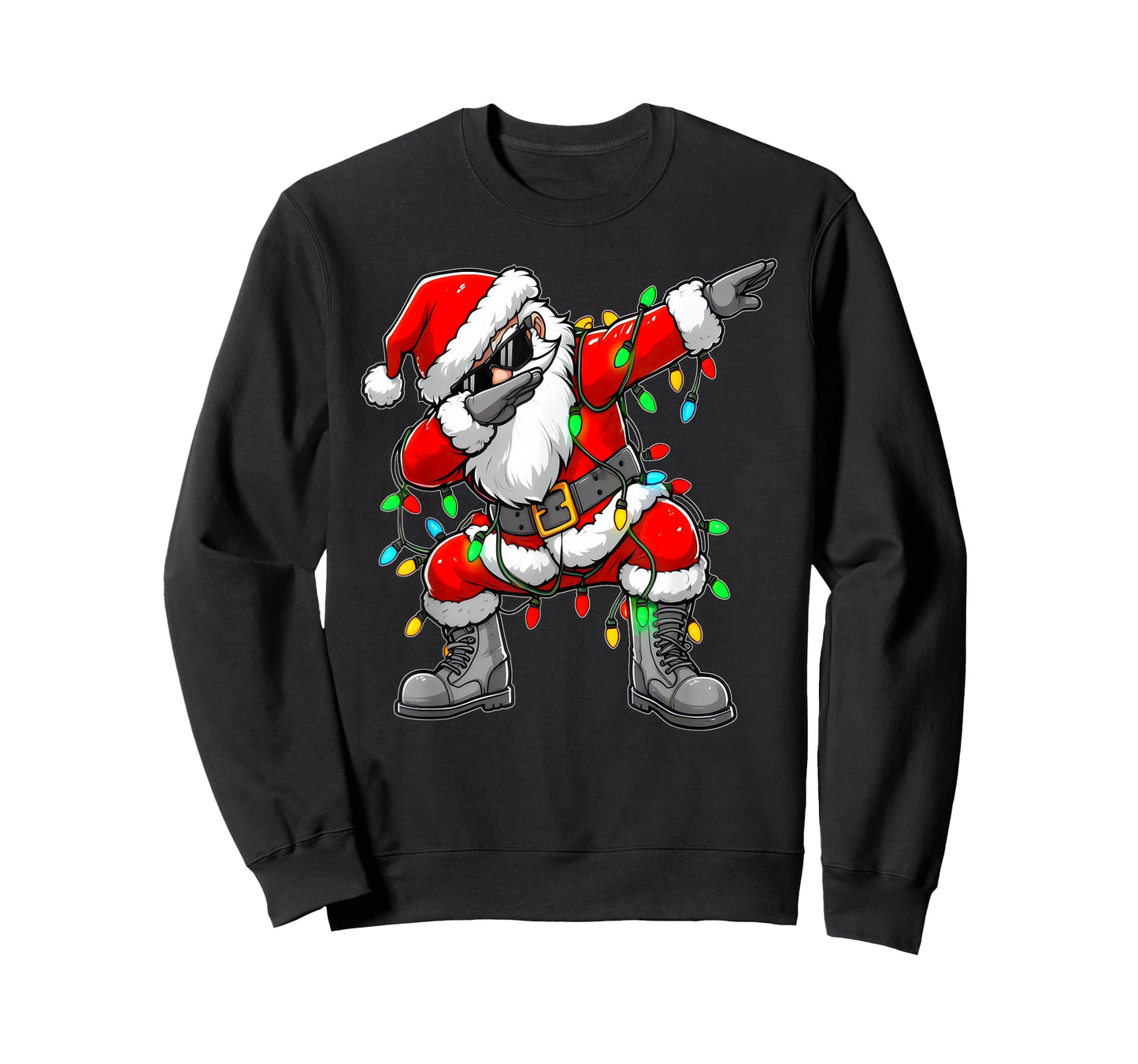 Christmas Dabbing Santa Xmas Lights Girls Boys Christmas Dab T-Shirt