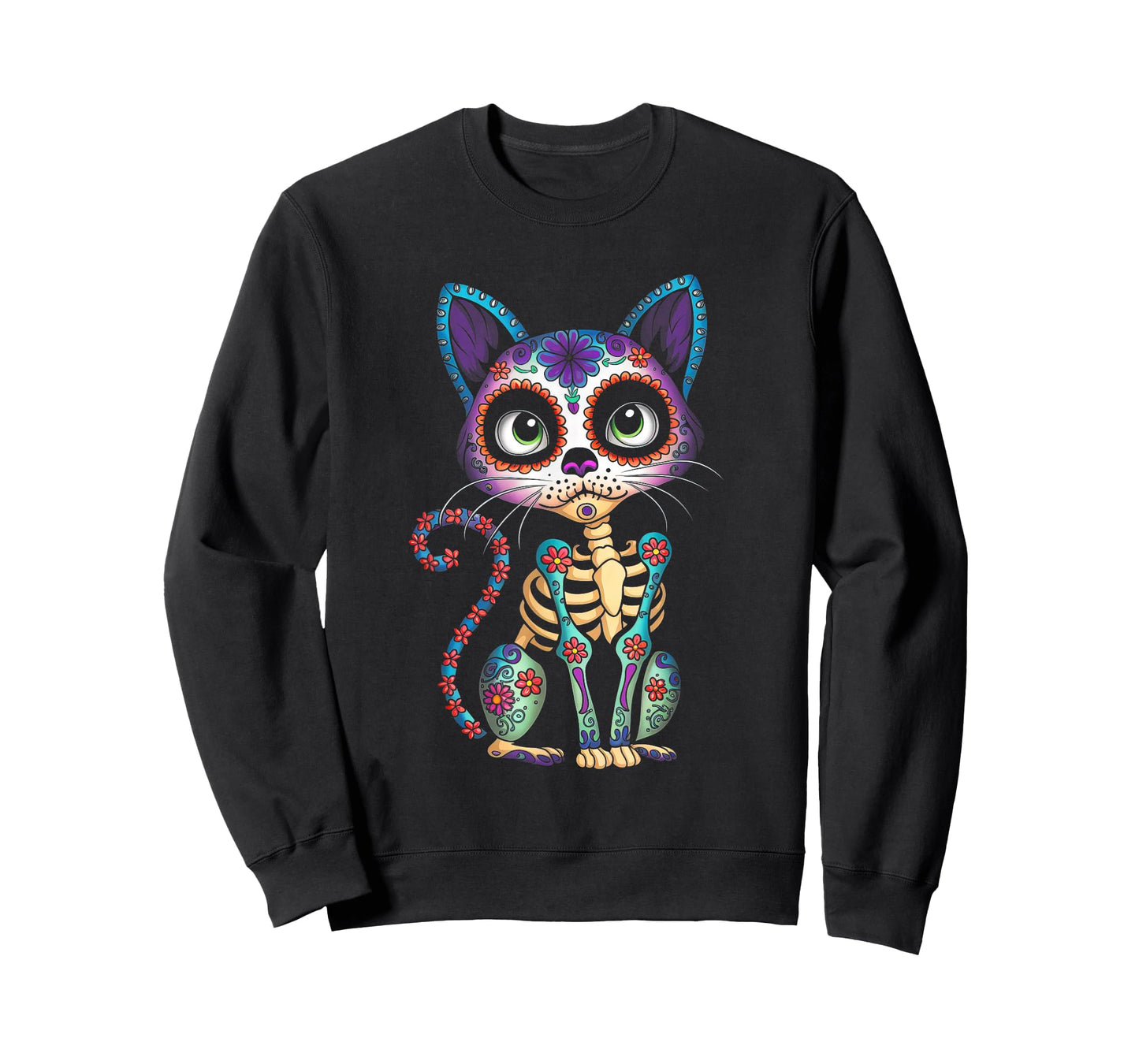 Dia De Los Muertos Cinco De Mayo Cat Sugar Skull Men Women T-Shirt